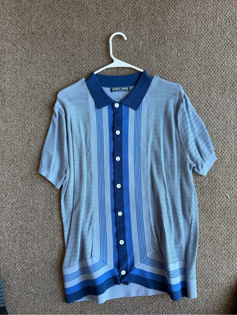 PJ Paul Jones Blue Short-Sleeve Knit Polo Shirt